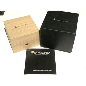 Hamilton Watch Presentation Brown Cardboard Box Display Empty With Booklet